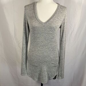 Wilfred Free Heather Grey Open Back Long-Sleeve Mini Dress